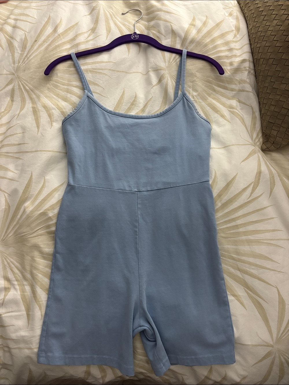Madewell Pale Blue Ribbed Tank Romper